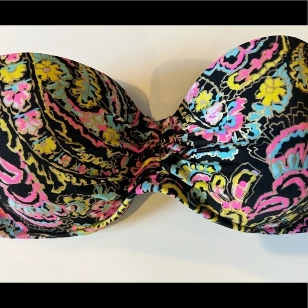 Victoria’s Secret Black Multi Color Bandeau Top